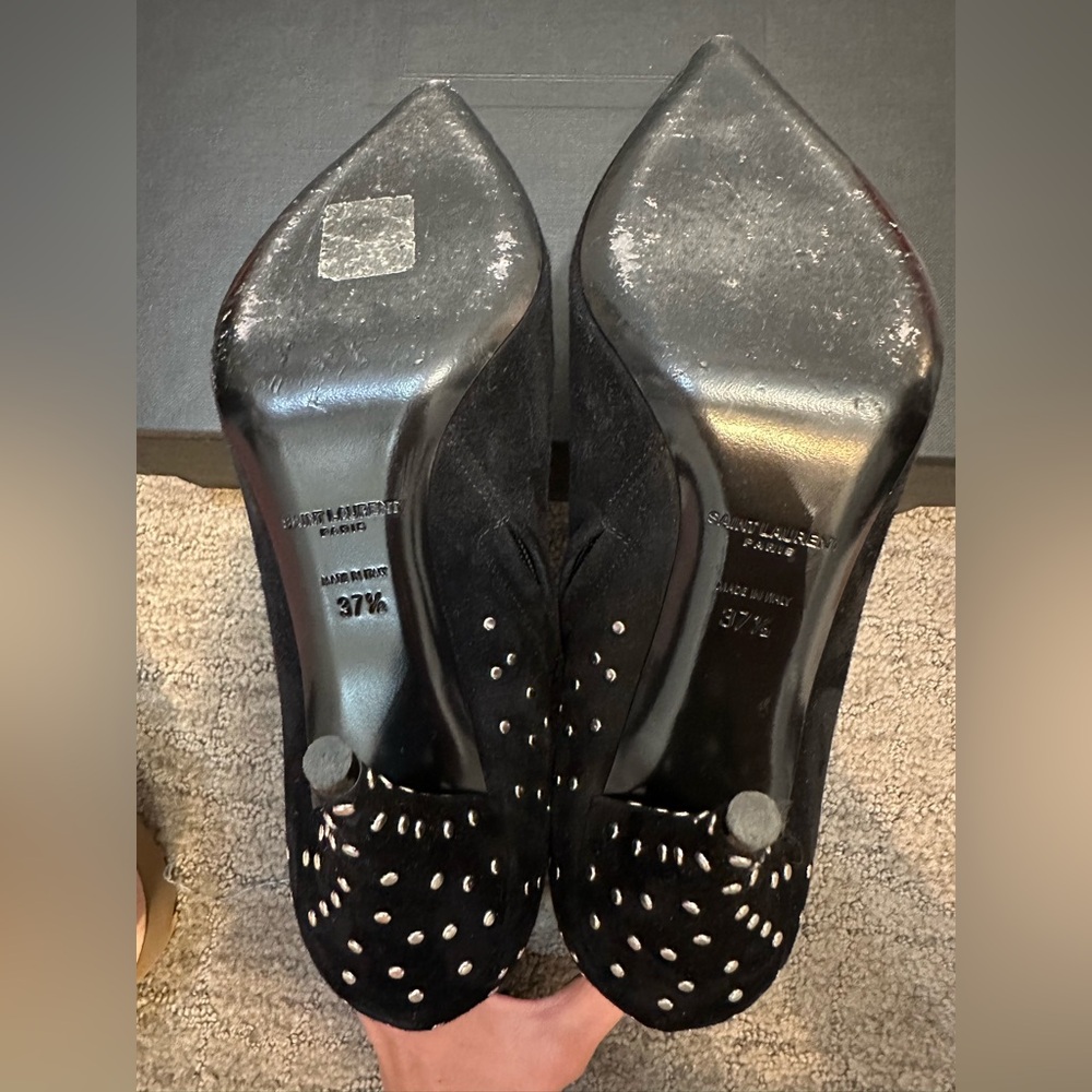 Saint Laurent Black Suede Ankle Boots with Silver Studs - Picture 5 of 5